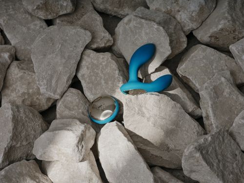 LELO Hugo Prostate Massager Vibrating Anal Stimulator, Ocean Blue/Gold, 11.5 cm