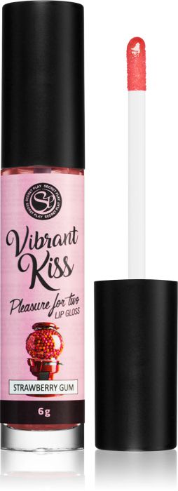 Secret Play Vibrant Kiss Strawberry Gum блясък за устни с вибриращ ефект, 7 мл
