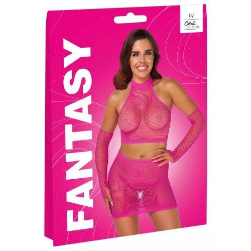 Fantasy by Cottelli Collection Pink 3-Piece Fishnet Set S/M