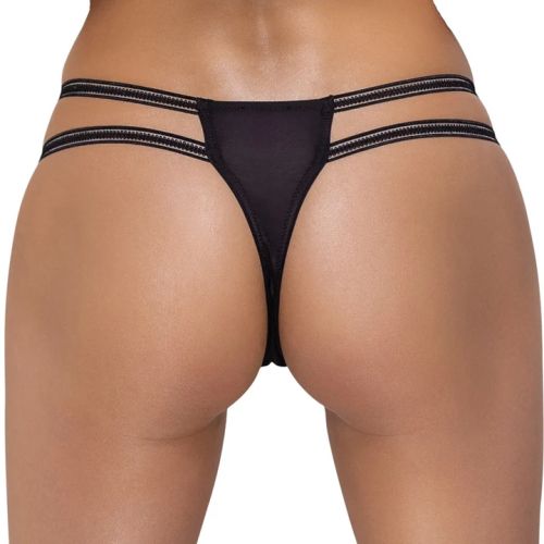 Cottelli Lingerie черни дантелени прашки с отворено дъно и кристални халки S/M