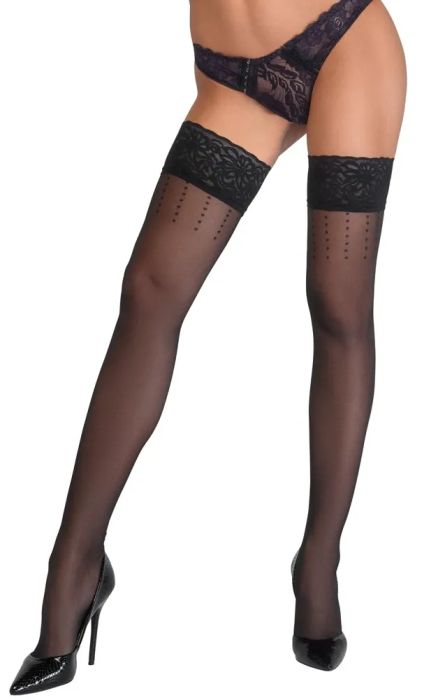 Cottelli LEGWEAR Black 20 Denier Hold-Up Stockings with Dotted Back Seam S/M
