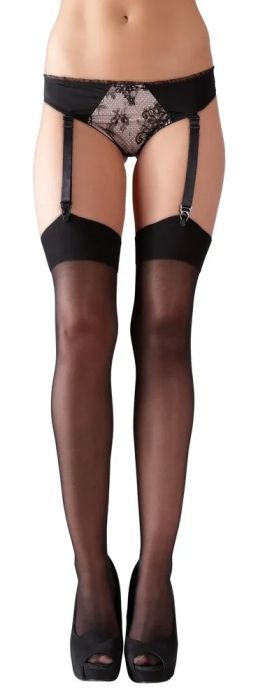 Cottelli LEGWEAR черни 20 DEN чорапи за жартиерен колан с гладък кант S/M