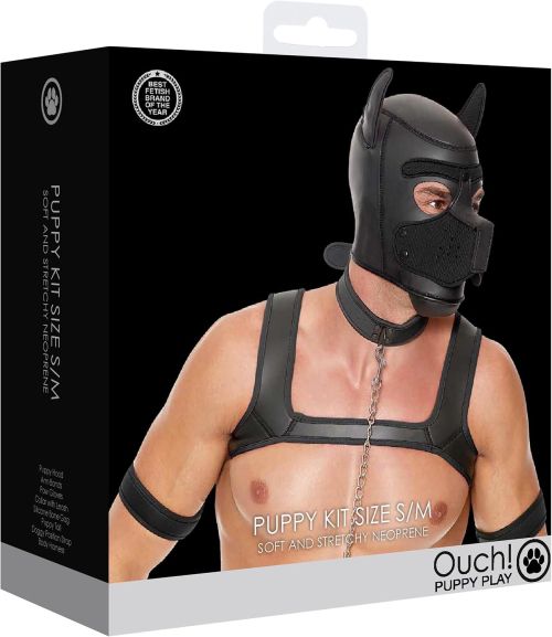 Ouch! Puppy Play черен BDSM puppy play комплект от неопрен