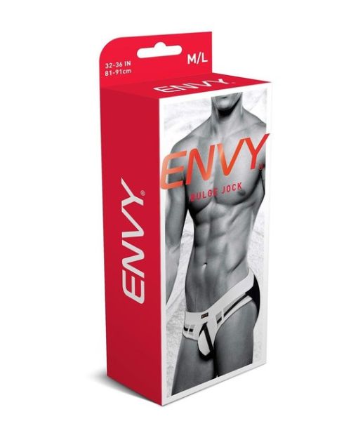 Envy Menswear Bulge Jock White Men's Jockstrap with Black Straps S/XL