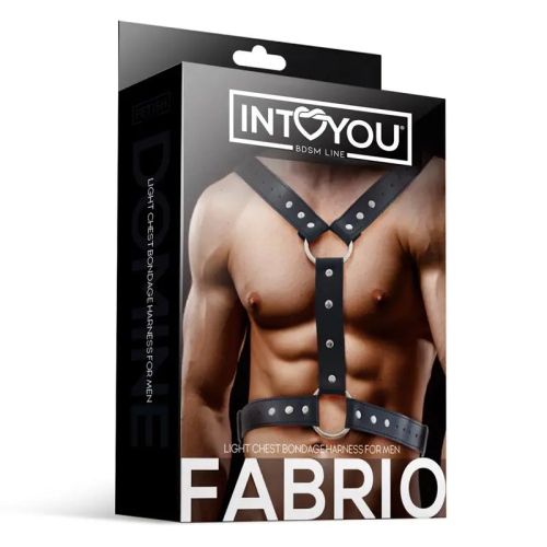 IntoYou BDSM Line Fabrio Black Men's Vegan Leather BDSM Harness with O-Rings