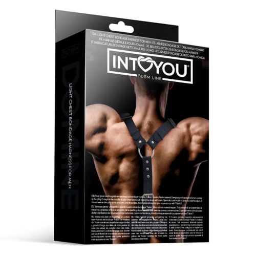 IntoYou BDSM Line Fabrio Black Men's Vegan Leather BDSM Harness with O-Rings