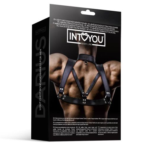 IntoYou BDSM Line Darius Black Men's Vegan Leather BDSM Harness with Metal Rings