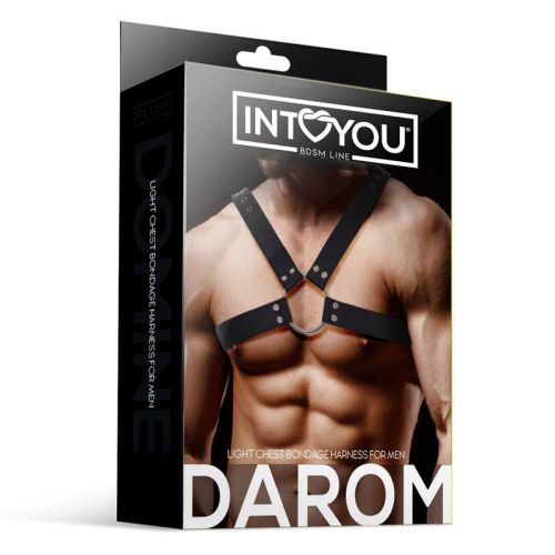 IntoYou BDSM Line Darom Black Men's Vegan Leather BDSM Harness with O-Rings