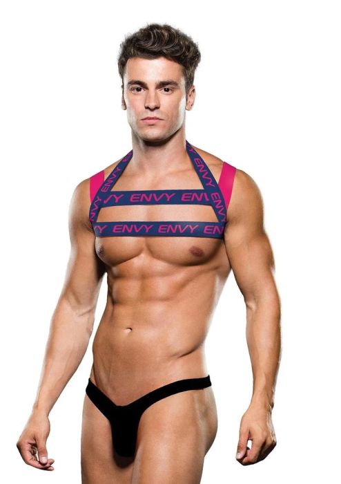 Envy Menswear Logo Harness Blue/Pink Men's Chest Harness S/XL