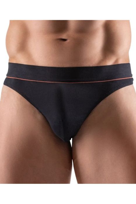 Svenjoyment Black Men's Organic Cotton Thong with Red Stripe S/XL