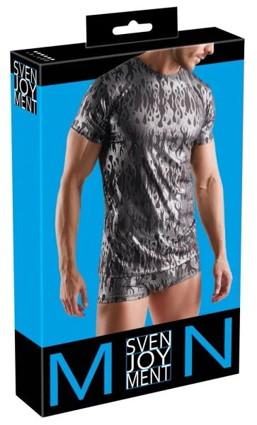 Svenjoyment Mystic-Metallic Black Men's T-Shirt with Silver Metallic Design S/XL