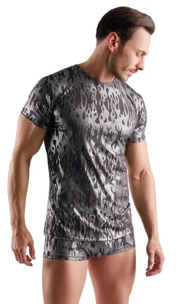 Svenjoyment Mystic-Metallic Black Men's T-Shirt with Silver Metallic Design S/XL