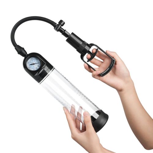 Essentials Penis Pump 31 cm прозрачна вакуумна помпа за пенис с манометър