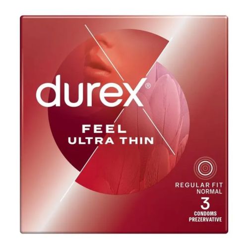 Durex Feel Ultra Thin ултратънки латексови презервативи 52 mm – опаковка 3 бр.