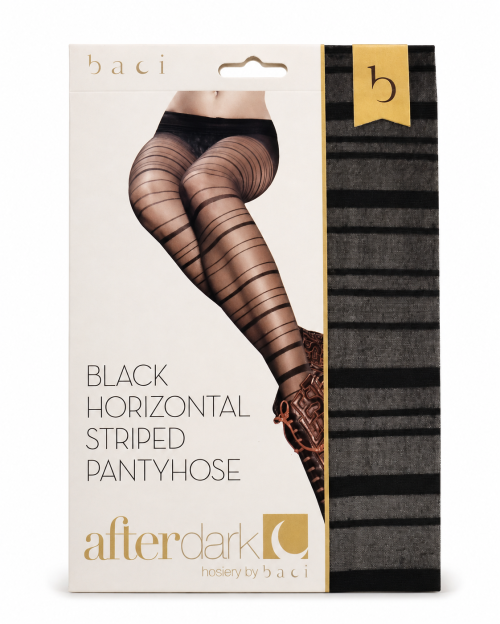 Baci After Dark черен прозрачен чорапогащник с хоризонтални райета