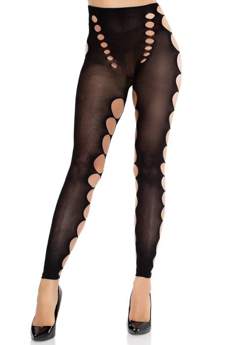 Leg Avenue Maris черен чорапогащник без стъпала с изрязвания