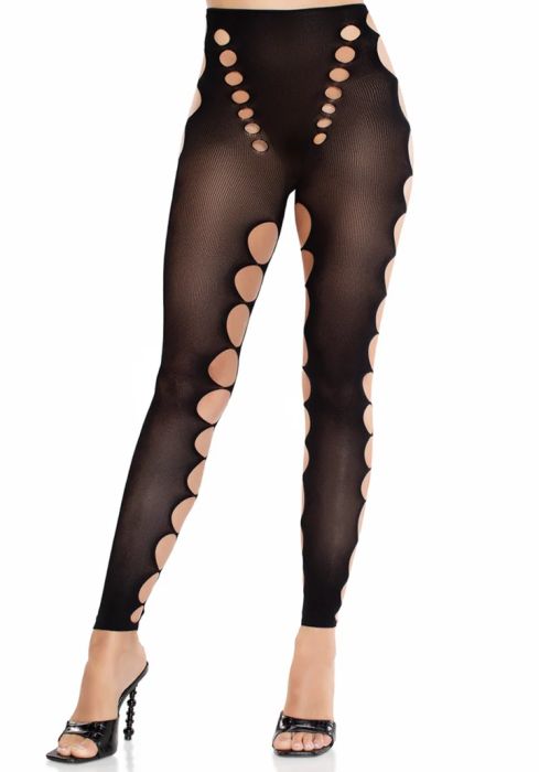 Leg Avenue Maris черен чорапогащник без стъпала с изрязвания