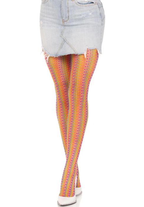 Leg Avenue Acadia многоцветен мрежест чорапогащник с дъгов десен