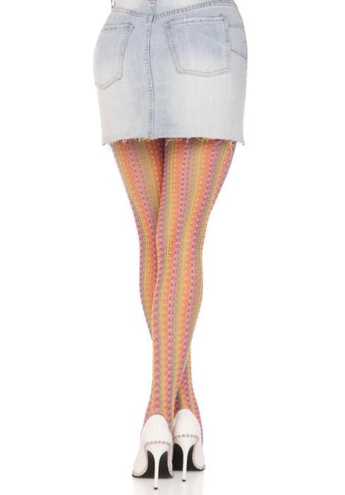 Leg Avenue Acadia многоцветен мрежест чорапогащник с дъгов десен