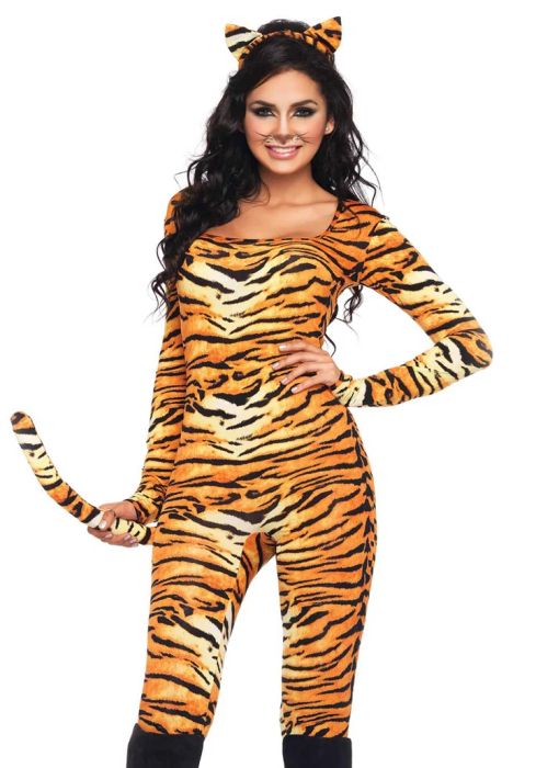 Leg Avenue Wild Tigress тигров гащеризон с опашка и ушички S/M
