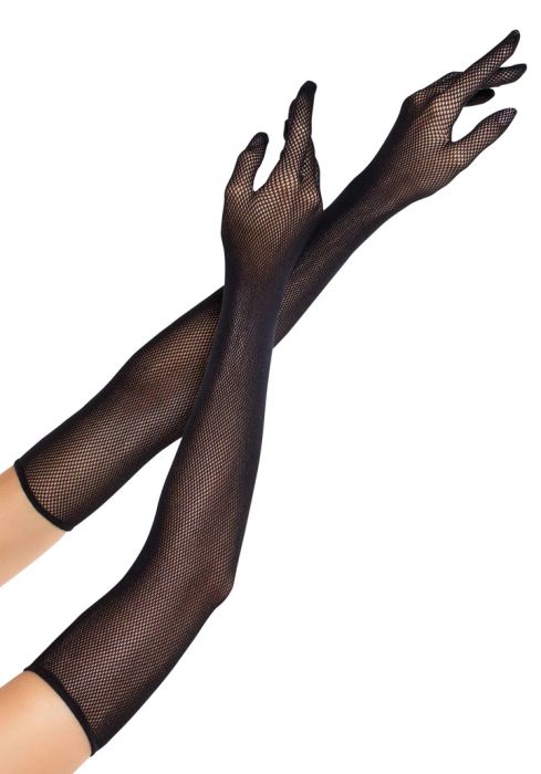 Leg Avenue Black Opera Length Fishnet Gloves
