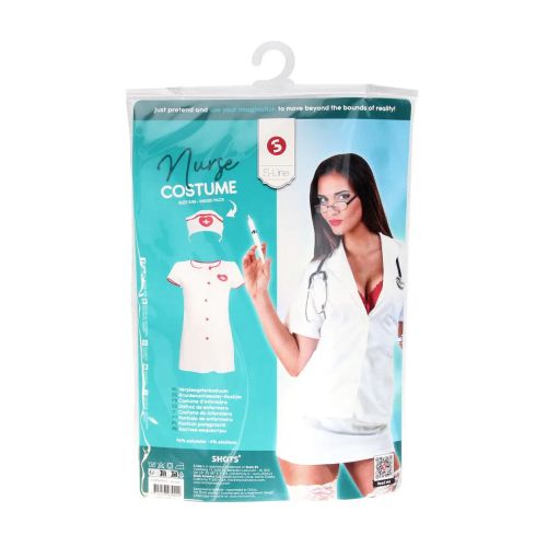 S-Line by Shots White Nurse Costume with Mini Dress and Headpiece S/M