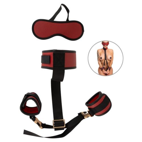 Bad Kitty Neck to Wrist Restraint Set комплект за фиксация на врата и китките с маска