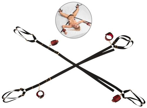 Bad Kitty Bed & Door Restraint Set BDSM комплект за фиксация за легло и врата – черно и червено