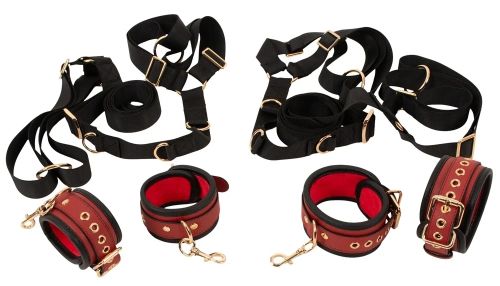 Bad Kitty Bed & Door Restraint Set BDSM комплект за фиксация за легло и врата – черно и червено