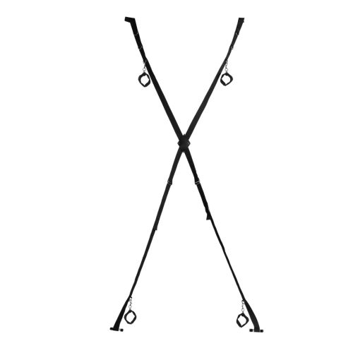 Ouch! Over The Door Bondage Cross Restraint Set with 4 Cuffs – Black